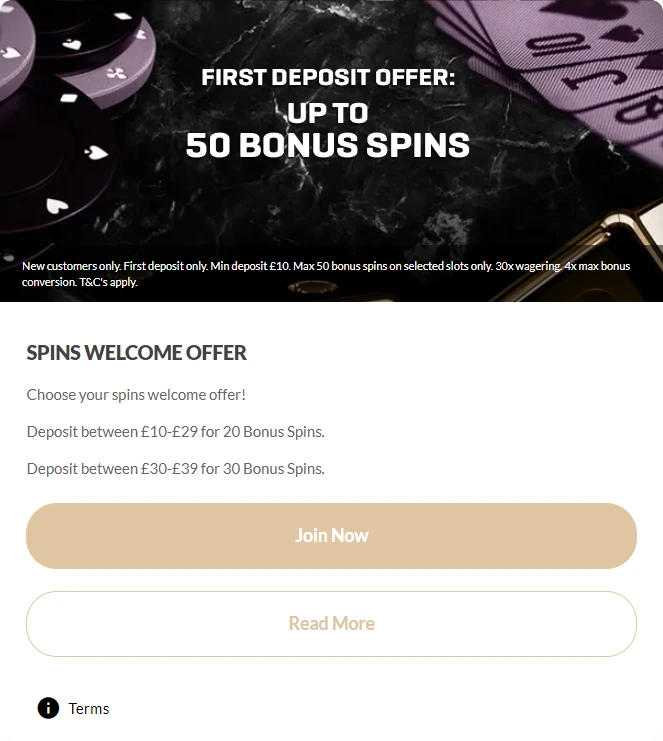 Royal Valley Casino 50 bonus spins offer with deposit tiers