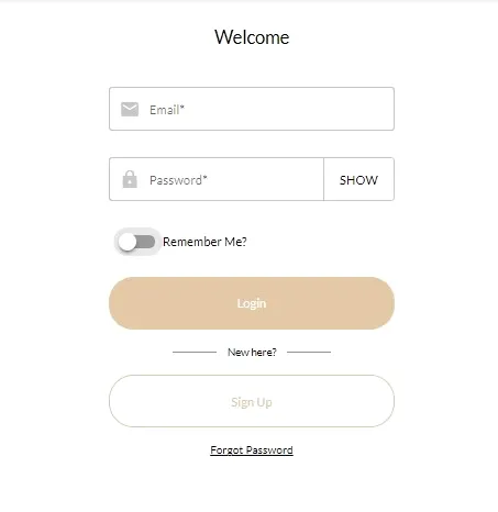 Royal Valley Casino mobile login screen with email and password fields